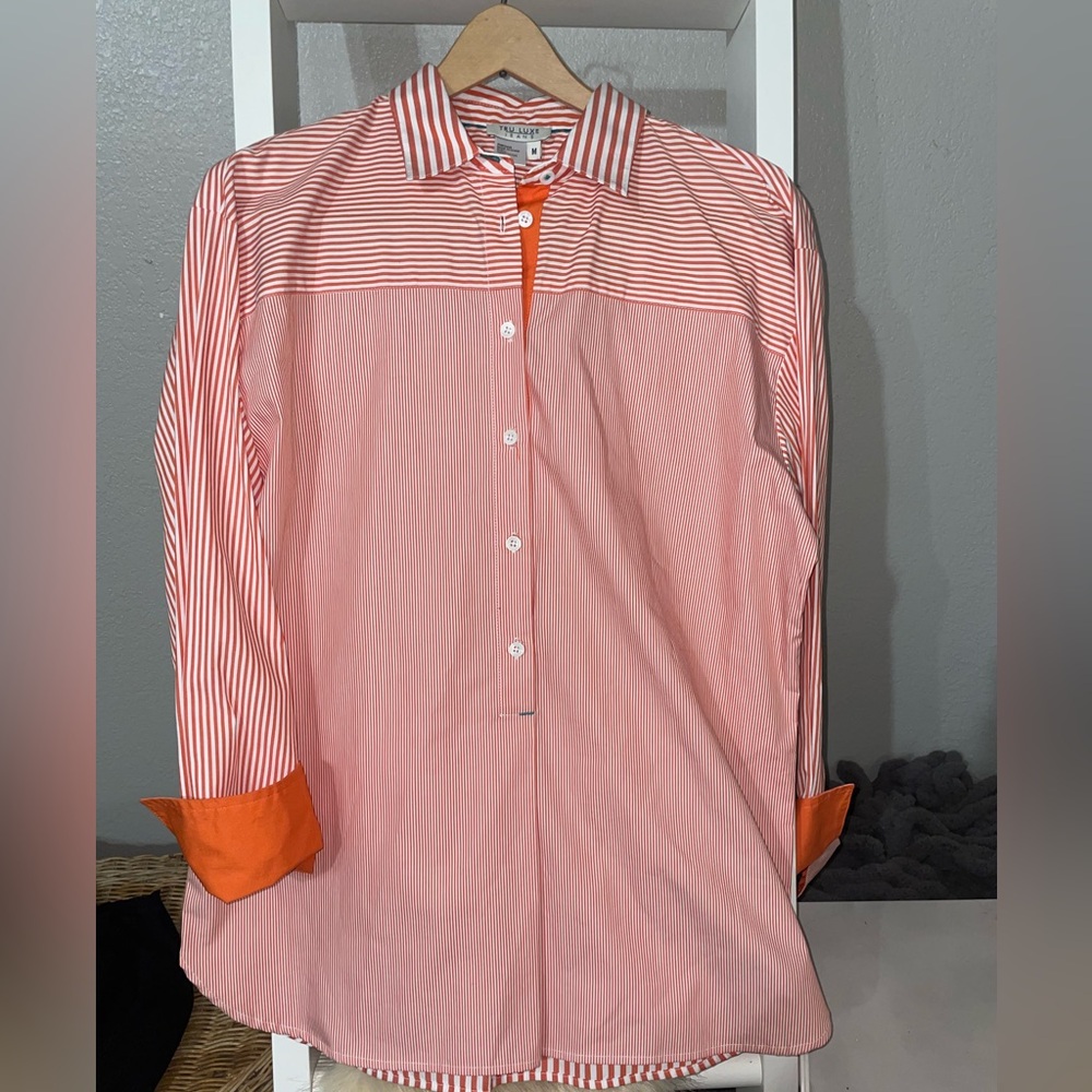 Tru Luxe Jeans Mixed Stripe Button-Up Shirt – Size M NWT
